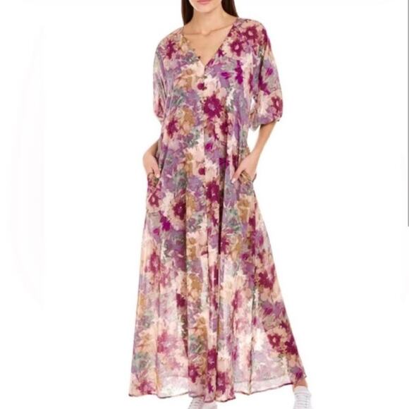 Johnny Was Calme Floral Raglan Lined Dress, Size S New with Tag MSRP $148 - Picture 1 of 7